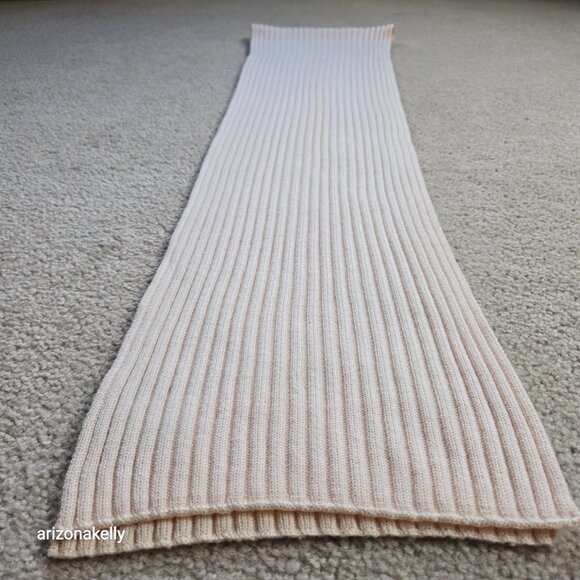Eileen Fisher Ribbed Merino Ivory Thick Scarf TINY FLAW wool soft - Picture 9 of 16